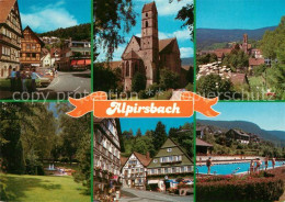 73182427 Alpirsbach Hauptstrasse Fachwerkhaeuser Kirche Park Freibad Luftkurort  - Alpirsbach