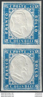 1863 Italia VE II 15c. Celeste Latteo MNH Sassone N. 11d+k - Other & Unclassified