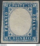 1863 Italia VE II 15c. Azzurro Senza Effigie MH Sassone N. 11m - Altri & Non Classificati