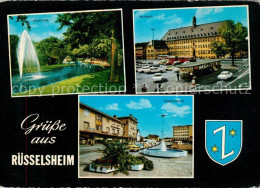 73181875 Ruesselsheim Main Stadtpark Fontaene Rathaus Friedensplatz Wappen Ruess - Ruesselsheim