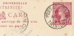 TRINIDAD & TOBAGO - ONE PENNY POSTAL STATIONERY POST CARD "VICTORIA" SENT FROM PORT OF SPAIN TO GERMANY - 1894 - Trinidad & Tobago (...-1961)