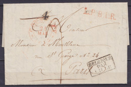 L. Datée 21 Mai 1833 De INGELMUNSTER - Càd COURTRAY /21 MAI 1833 Pour PARIS - Griffes [BELGIQUE PAR LILLE] & "L.P.B.1.R. - 1815-1830 (Dutch Period)