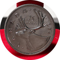 1974  - 25 Cents Élisabeth II Caribou, 2e Effigie  Canada - Canada