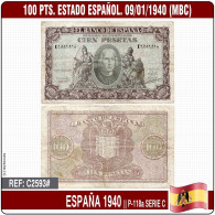 C2593# España 1940. 100 Pts. Estado Español. Serie C (MBC) P-118a - 100 Peseten