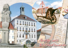 73180519 Bischofswerda Rathaus Brunnen Holzkarren Bischofswerda - Bischofswerda