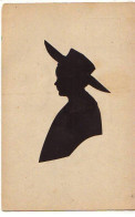 N°21260 - Silhouette - Profil D'un Jeune Homme Portant Un Très Grand Chapeau - Silhouettes