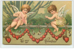 N°5083 - Carte Gaufrée - To My Valentine - Angelots Sur Une Balustrade - San Valentino