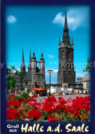 73179398 Halle Saale Marktplatz 5 Tuerme Blick Marktkirche Roter Turm Halle Saal - Halle (Saale)