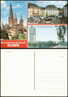 Bonn Mehrbild-AK MÜNSTER BASILIKA RATHAUS UND MARKT BÜROHAUS BUNDESTAGES 1980 - Bonn
