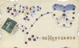 45-MONTARGIS- UNE PENSEE DE MONTARGIS ( CARTE A PAILLETTES ) - Montargis