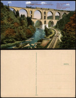 Ansichtskarte Jocketa-Pöhl Elstertalbrücke, Dampflok 1914 - Poehl