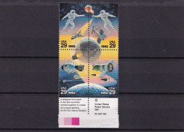 G015 United States 1992 Space Adventure - Joint Issue With Russia Block Of 4 - Blocs-feuillets