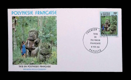 CL, FDC, 1 Er Jour, Polynésie Française, Papeete, 8 Fev. 84, Tikis En Polynésie Française - Briefe U. Dokumente