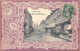 50-SAINT-LO- RUE DE NEUFBOURG  - Carte Décorée En Dentelle Fond De Couleur Mauve - Saint Lo