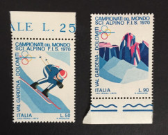 1970 - Italia - Campionati Del Mondo Sci Alpino -FIS -Val Gardena- Dolomiti - Lire 90 + Lire 50 - 1961-70: Neufs