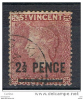 ST. VINCENT:  1883  OVERPRINT  -  2 1/2 P. USED  STAMP  -  YV/TELL. 25 - St.Vincent (...-1979)