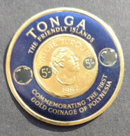 TONGA (British Former Colony) 1962 - First Gold Coinage Of POLYNESIA, Unusual Round Shape GOLD FOIL EMBOSSED Stamp, MNH - Tonga (...-1970)