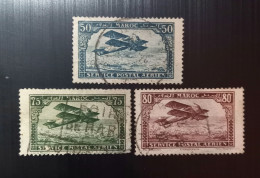 Maroc Poste Française 1922 Airmail - Plane Over Casablanca - Inscribed MAROC Above, POSTAL SERVICE AERIEN Below - Used Stamps