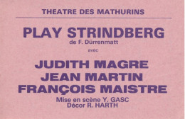 BILLET De Théâtre  " Play Strindberg " - Tickets D'entrée