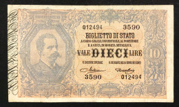 10 Lire Vitt. Em. III° Effige Umberto I° 19 09 1923 Maltese Rossolini Rara Lavata  Lotto 337 - Italië – 10 Lire