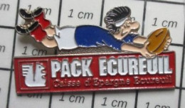 715B  Pin's Pins / Beau Et Rare / SPORTS / Grand Pin's RUGBY EQUIPE DE FRANCE PACK ECUREUIL - Rugby