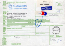 Norvegia (1989) - Bollettino Pacchi Per La Francia - Cartas & Documentos