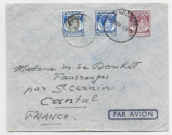 MALAYA SINGAPORE 50C+20C+10C LETTRE COVER AVION SINGAPORE 1954 TO FRANCE - Singapore (...-1959)