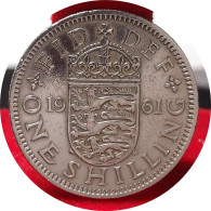 1961  - 1 Shilling Elizabeth II 1re Effigie Blason De L'Angleterre  Royaume Uni - I. 1 Shilling