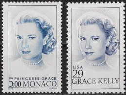 GRACE KELLY - 2 VALEURS - NEUF** MNH - Donne Celebri