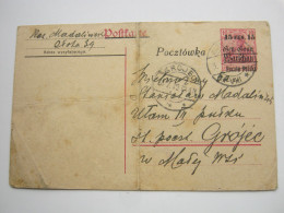 1919 , 15 F. Ganzsache Aus WARSCHAU Nach Grojec , Knicke + Altersspuren - Cartas & Documentos