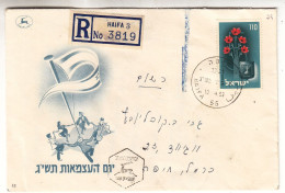 Israël - Lettre Recom De 1953 - Oblit Haifa - Fleurs - - Cartas & Documentos
