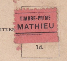 On The Lee Cork Avec Vignette Timbre Prime Mathieu - Postal Stationery