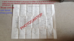 CARTE TOPOGRAPHIQUE Allemande-GUERRE 14-18-1 WK-Cimetières-Voies Ferrees-Lignes FELDBAHN-FRANCE NORD-EST - War Cemeteries