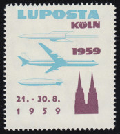 Vignette Zur Luftpostausstellung LUPOSTA KÖLN August 1959, Postfrisch ** - Andere (Lucht)