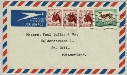 Südafrika / South Africa 1959, Luftpostbrief Johannesburg - St. Gallen (Schweiz), Gnu, Springbock - Storia Postale