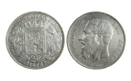 BELGIO !!! 5 FRANCS 1873 IN ARGENTO KM# 24 - 5 Francs