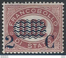 1878 Italia VE II 2C. Su 0,02c. Scuro Servizio Bc MNH Sassone N. 29a - Autres & Non Classés