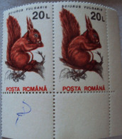Rumänien, 1993, Mi 4603,Einhörnchen, O Gebrochen, Linke Marke, Abart, Im Paar, Postfrisch - Errors, Freaks & Oddities (EFO)