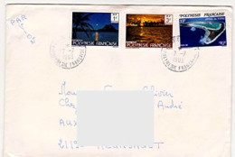 TIMBRES POLYNÉSIE FRANÇAISE " COUCHÉ DE SOLEIL " 132 134 ET 187 Y&T SUR ENVELOPPE (741)_ENV32 - Storia Postale