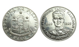 FILIPPINE !!! 1 PISO 1969 EMILIO AGUINALDO IN ARGENTO KM# 201 - Philippinen