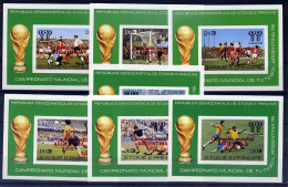 Sao Tomé & Principe Série Complète Blocs Surch. Rouge Red Ovpt Non Dentelé Imperf Football CM 78 ** - 1978 – Argentine