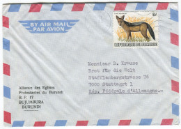 Cover Burundi 1982 Bujumbura  Canis Mesomelas Michel 1592 Black-backed Jackal - Covers & Documents