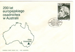Poland 1987 Australia Bicentennial, Pawel Edmund Strzelecki, First Day Cover - FDC