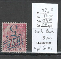 Nouvelle Calédonie - Yvert 38a* - Surcharge Bleue Renversée  - SIGNE CALVES - Unused Stamps
