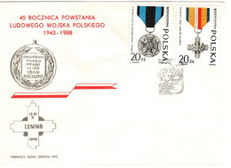 Poland 1988 World War II Combat Medals First Day Cover - FDC