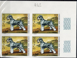 1974 Monaco, Cani SCHNAUZER Blocco Di 4 Non Dentellato /neuf Sans Charnière /MNH/** - Abarten