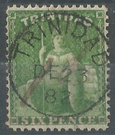 Trinidad Trinite Et Tobago Nice Cancel 1882  6d Six Pence Bright Yellow-green Crown CC Perf 14 Used - Trinité & Tobago (...-1961)