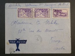 DK 15 GABON  AEF  BELLE LETTRE 1938  DAKAR A  TROYES   FRANCE +PAIRE DE TP + +AFF. INTERESSANT+++ + - Lettres & Documents