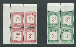Seychelles Postage Due Stamps Sgd9 Sg D10 Mnh Blocks Of 4 Fresh. - Seychellen (...-1976)