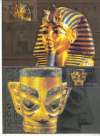 China 2001-20 Anicient Gold Visored Heads Join With Egypt STAMPS Maximum Cards - Tarjetas – Máxima